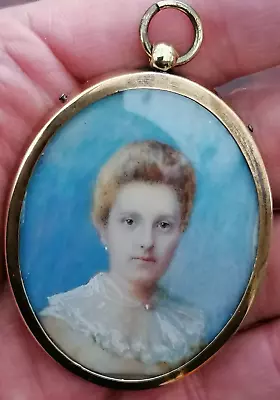 Original Edwardian Portrait Miniature Of A Lady C 1900-1910 • £125