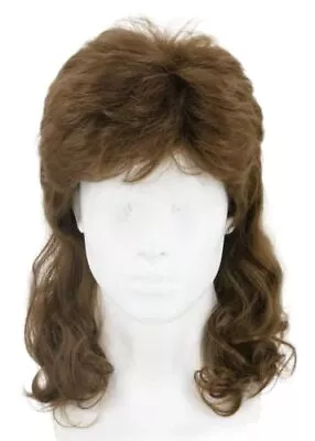 MenS Wig 80S Wig Brown Wave Mullet Wig Halloween Costume Fashion Wig Fancy Part • $32.98