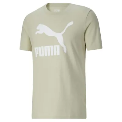Puma Classics Logo Crew Neck Short Sleeve T-Shirt Mens Green Casual Tops 5332533 • $9.99