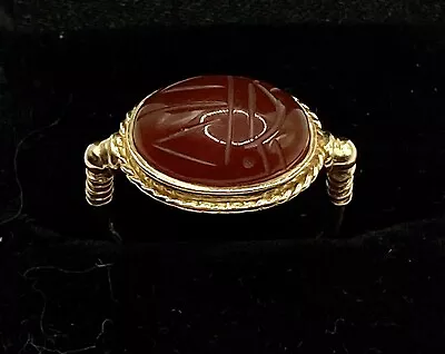 $89 • Buy VINTAGE CARNELIAN SCARAB GOLD PLATED RING BY MULTILANA. Size 8