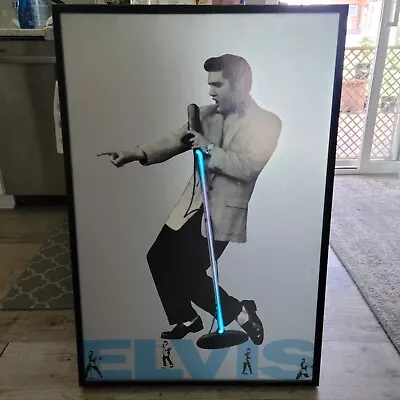 Vintage Elvis Presley Neon Light Up Framed Print HUGE Electric Poster 37.5x 25.2 • $300