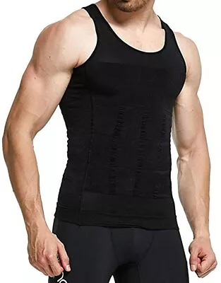 Men Slimming Body Shaper Posture Corrector Vest Abdomen Compression Top T-Shirts • £13.79