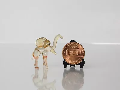 Tiny Vintage Miniature Blown Glass Elephant With Trunk Up Figurine • $4.99