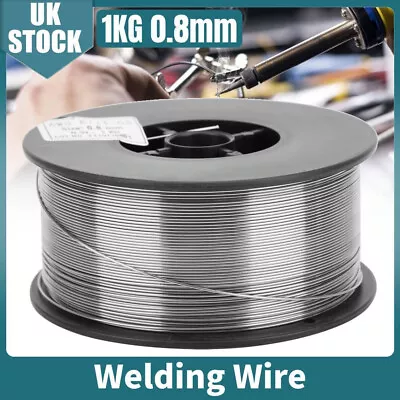 GASLESS MILD STEEL MIG WELDING WIRE REEL SPOOL ROLL FLUX CORE NO GAS 0.8mm 1KG • £8.80