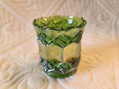 Vintage Iridescent Green Imperial Glass Toothpick Holder • $8