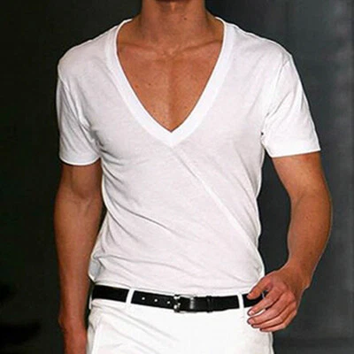 $13.39 • Buy Mens V Neck Tops Muscle Tee Short Sleeve T-shirt Summer Casual Blouse Slim Fit