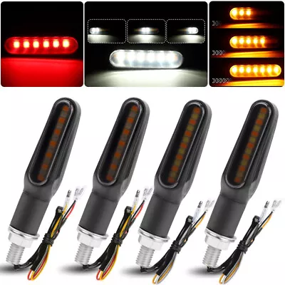 4x Sequential Flowing LED Motorcycle Turn Signal Indicator Light Brake Running • $14.98