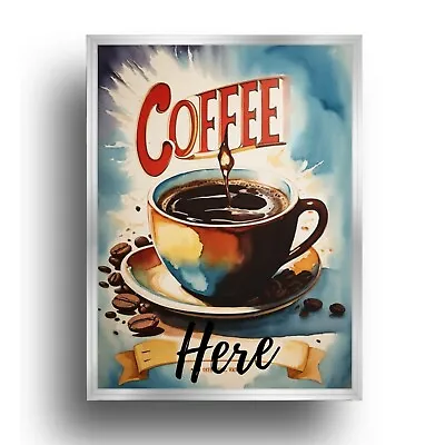 Kitchen Sign Coffee Wall Art Tin Metal Retro House Shop Home Decor Vintage Cafe  • £5.99