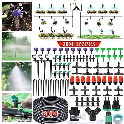 153Pcs Garden Micro Irrigation Kit 30M Automatic Plant Watering Hose System UK • £12.99