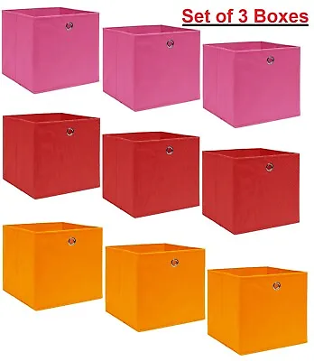 Storage Box Collapsible Linen Fabric Clothing Storage Basket Boxes With Lid • £10.99