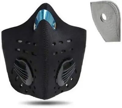£5.95 • Buy PM2.5 FACE MASK SNUG FIT  &  8 Extra Filters & 2 Valves WASHABLE NEOPRENE £ 5.95