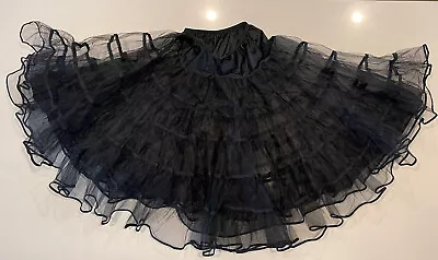 Vintage Black Tulle Skirt Sheer Layered Full Size Medium Petticoat • $9.99