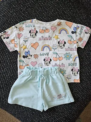 ZARA Girl Disney Mini Mouse Set Shorts+T Shirt Size 3-4 • $18