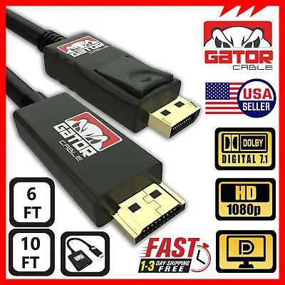 $8.45 • Buy Display Port To HDMI Cable DP Adapter Converter Audio Video PC HDTV 1080P 60Hz