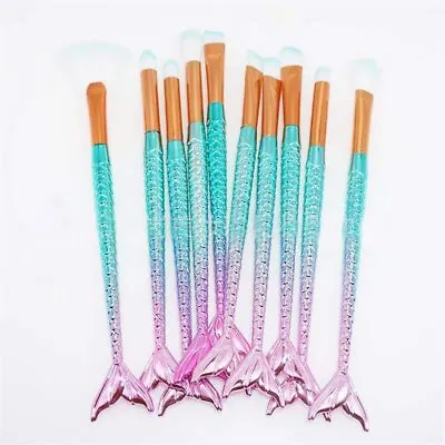 11 X Mermaid Makeup Brushes Set Fish Tail Foundation Eyeshadow Cosmetic Brush M1 • $12.46