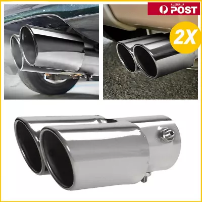 Car Dual Exhaust Pipe Tip Tail Muffler Stainless Steel Silver Accessor For FORD • $58.88