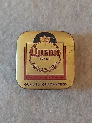 Vintage Typewriter Tin Can QUEEN Brand Royal Ribbon Black & Red Ink Brooklyn NY • $14