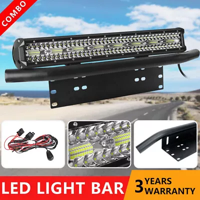 23inch LED Light Bar SPOT FLOOD Driving + Bull Bar Number Plate Bracket + Wiring • $79.99