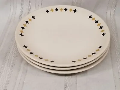 3 MCM Mayer China Beaver Falls PA Black And Gold Diamonds Luncheon Plates • $31.47