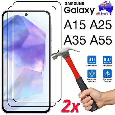 [2 Pack] Premium Full Coverage Tempered Glass - Galaxy A35 A55 A15 A25 A34 A54 • $15.99