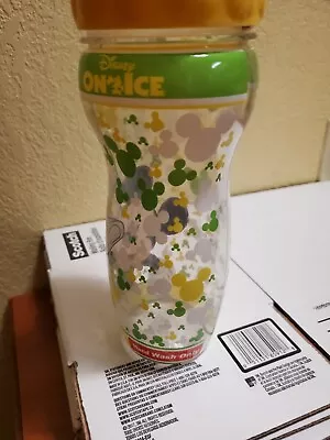 Disney On Ice Mickey Mouse Plastic Water Bottle Cup 9.75  Tall Yellow Lid • $10