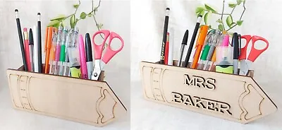 £5.99 • Buy Personalised Wooden Pencil Shape Pen Pot Holder Desk Organiser Pens Pencils Gift