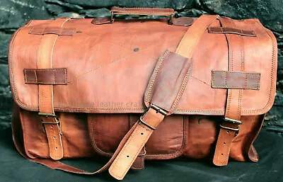 Handmade Vintage Leather Duffle Luggage Weekend Gym Overnight Travel Bag  • $63.89