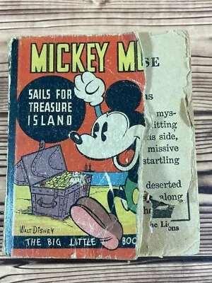 1935 Disney Big Little Book Mickey Mouse Sails For Treasure Island COVER DAMAGE • $5.94