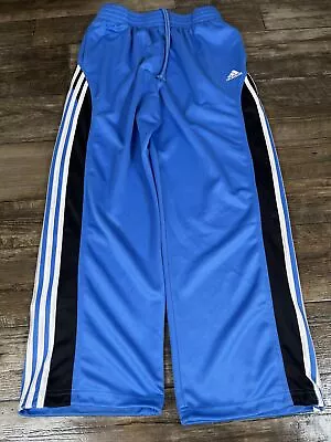 Vintage Adidas Sweat Pants Mens L Blue Track Striped Warmup • $27.99