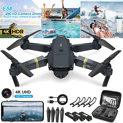 $65.99 • Buy 4K GPS Drone With HD Camera Drones WiFi FPV Foldable RC Quadcopter W/3Batteries