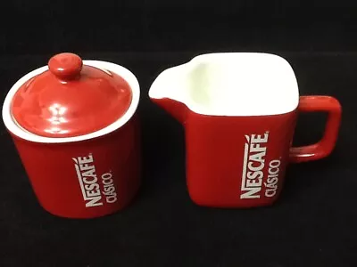 NESCAFE CLASICO 3 Pc Coffee Creamer Sugar Bowl Lid Red Cup Cups Toddy Mug New • $14.99