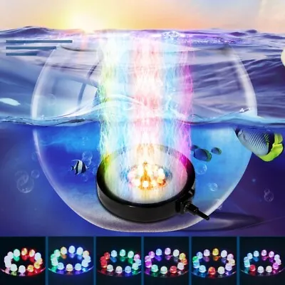 £9.88 • Buy Fish Tank LED Aquarium Light Bubble Pump Round Air Stone Disk Color Changing UK