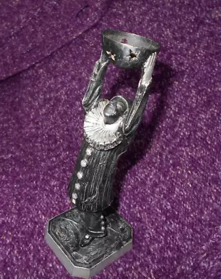 Antique Vantine's 7 1/2  Metal Clown Incense Burner France '20s Silvertone Black • $45