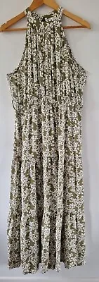 DREAM HOUSE Crinkle Floral Hatter Maxi Dress Belt Tiered Cotton Blend Sz 12 BNWT • $25