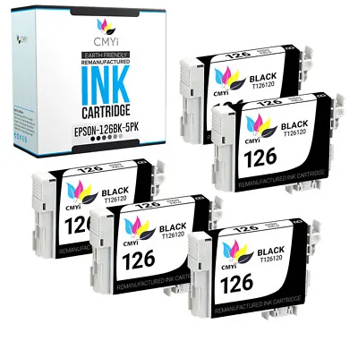 5PK Black T126 Ink Cartridges For Epson 126 Stylus NX330 Workforce 435 WF-7010 • $18.69