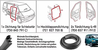 Gasket Set For VW T4 Bus Multivan Carvalle Doors Tailgate Sliding Door 4 Pieces • $156.60