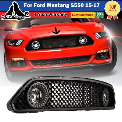 For Ford Mustang S550 2015-2017 Fog Lights Halo Ring DRL LED Upper Grille Black • $229.99