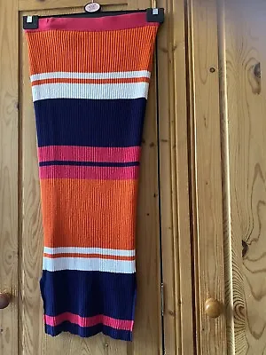 £12.99 • Buy Oasis Orange  Blue Pink Stripe Skirt Size S Knitted Tube