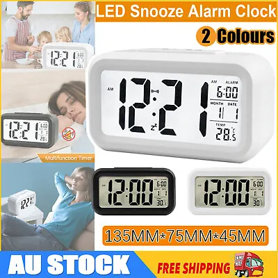 $3.79 • Buy Digital Bedside LED Snooze Alarm Clock Time Temperature Day/Night Desktop Clocks