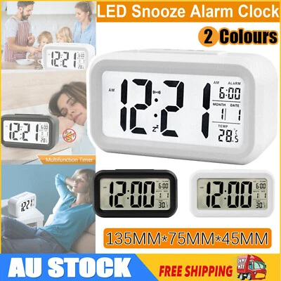 $3.79 • Buy Digital Bedside LED Snooze Alarm Clock Time Temperature Day/Night Desktop Clocks