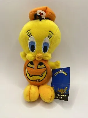 Vintage 1998 Tweety Pumpkin Halloween Bean Bag Plush Warner Bros Tunes Of Terror • $21.41