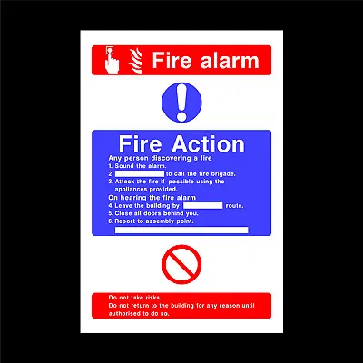 £5.99 • Buy Fire Alarm Fire Action Sign FA16 Waterproof Solvent Resistant Notices