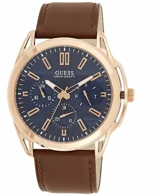 Guess Mens Vertex Multi Dial Leather Strap Watch | 44mm | W1217G2 • £49.99