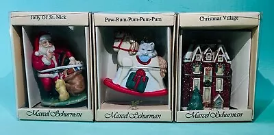 VTG Marcel Schurman Ceramic Christmas Ornament LOT Of 3 Original Box NOS • $17.24