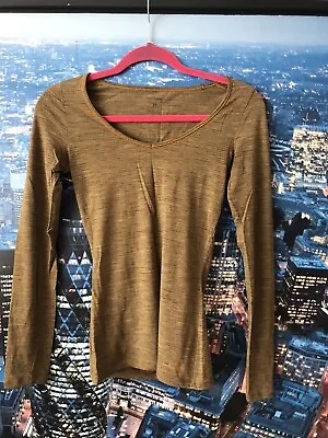 Icebreaker Siren Merino Wool Long Sleeves Top Mustard Grey Xs Rpr £70 • £36