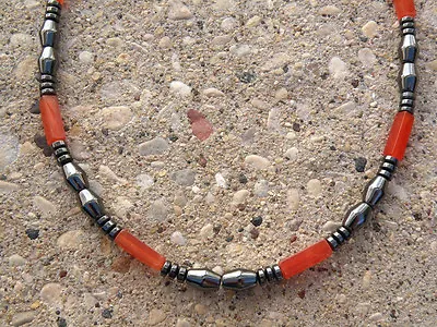 $34.99 • Buy Red Carnelian Stones Magnetic Hematite Bracelet Anklet Necklace AAA