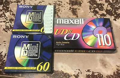 SONY Recordable Mini Disc 60 Minutes (2) & Maxell UDII CD 110 Min Recording  • $15.88
