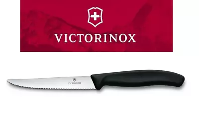 Victorinox POINTED Black Steak Knife Original St. Steel Swiss Knife Knives • £7.90