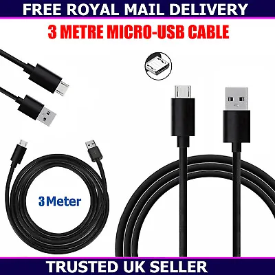 £3.29 • Buy 3M Long Micro USB Charger Charging Data Cable Sync Lead For All Android Phones