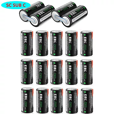 EBL Sub C SC Size NiCd Rechargeable Battery 1.2V 2300mAh Tap Batteries • $31.99